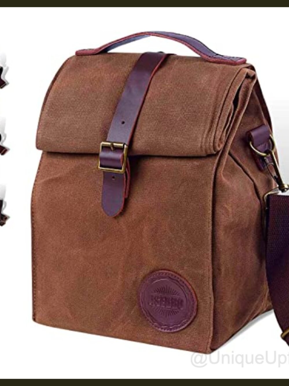 Insulated Waxed Canvas Lunch Bag 10L Detachable Shoulder Strap